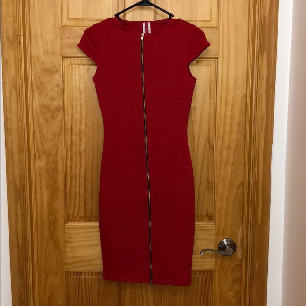 Red zip-up dress